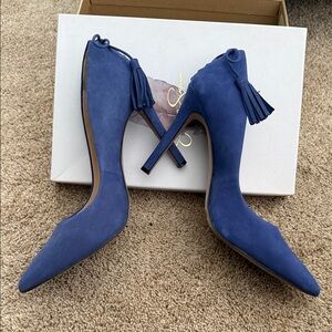 Elegant Blue Suede Women's Heels